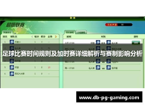 足球比赛时间规则及加时赛详细解析与赛制影响分析 足球比赛时间规则及加时赛详细解析与赛制影响分析